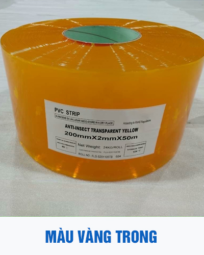 Cuộn màng rèm pvc trong mềm vàng trơn