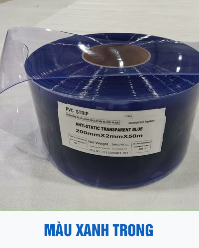 Cuộn màng rèm pvc trong mềm xanh trong