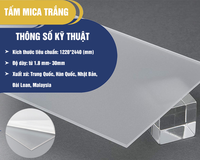 Tấm nhựa mica trong suốt thông số