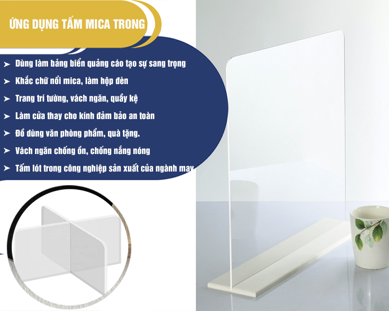 Tấm nhựa mica trong suốt ứng dụng