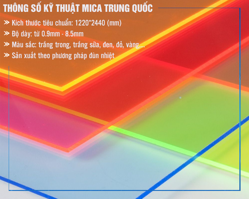 Thông số tấm Mica Trung Quốc