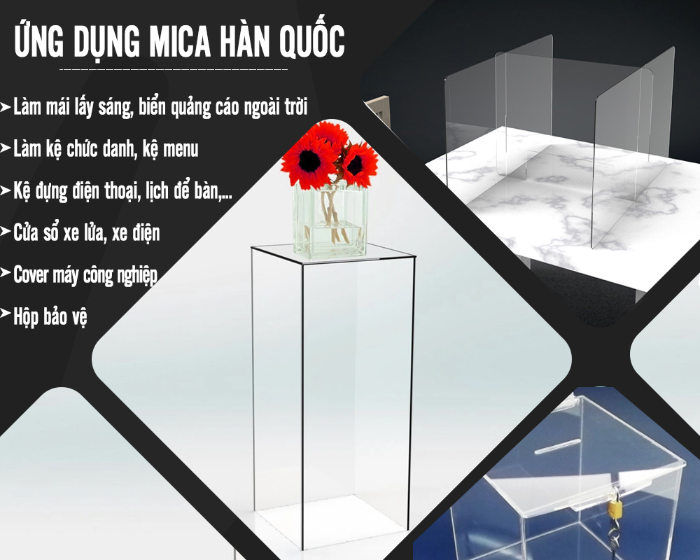 Ứng dụng tấm mica Hàn Quốc